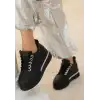 LULU SİYAH CİLT BAĞCIKLI SPOR AYAKKABI