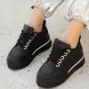 LULU SİYAH CİLT BAĞCIKLI SPOR AYAKKABI
