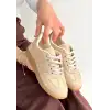 LUNGA BEJ CİLT BAĞCIKLI SPOR AYAKKABI