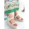 LUNO BEJ CİLT KEMERLİ SANDALET