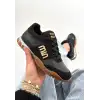 Marje Siyah Cilt Bağcıklı Spor Ayakkabı