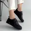 MOPİN SİYAH DERİ BAĞCIKLI SPOR AYAKKABI