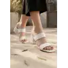 Osper Beyaz Cilt Topuklu Terlik