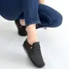 OTJA SİYAH DERİ LAZERLİ BAĞCIKLI SPOR AYAKKABI
