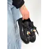 RİAF SİYAH CİLT BAĞCIKLI SPOR AYAKKABI