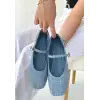 RİVES MAVİ CİLT HASIR DOKUMALI BABET AYAKKABI