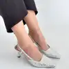 SİONE GÜMÜŞ CİLT TOPUKLU AYAKKABI