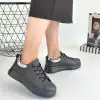 SOFİO SİYAH CİLT BAĞCIKLI SPOR AYAKKABI