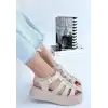 Toten Bej Cilt Kemerli Sandalet