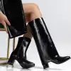 WİLA SİYAH PARLAK TOPUKLU TAK ÇIKAR ÇİZME
