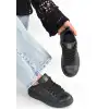 YİER SİYAH CİLT BAĞCIKLI SPOR AYAKKABI