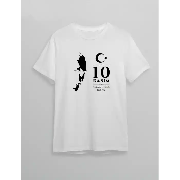 10 Kasım Atatürk Baskılı T-shirt - Beyaz