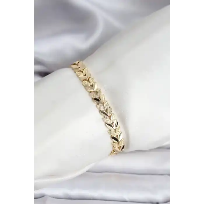 14K Gold Renk Kaplama Başak Model CM Kadın Bileklik