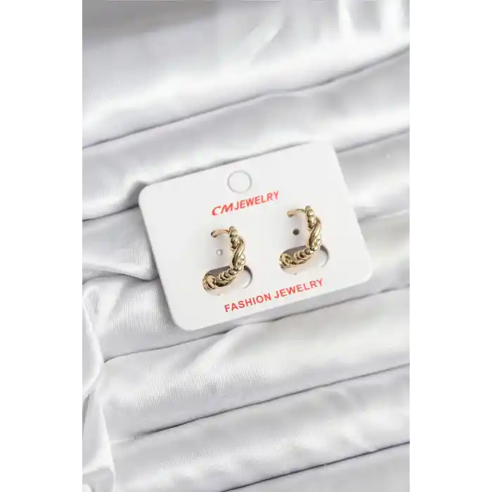 14K Gold Renk Kaplama Burgu Model CM Kadın Küpe