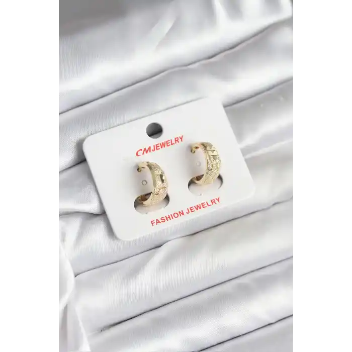 14K Gold Renk Kaplama Lazer Halka CM Kadın Küpe