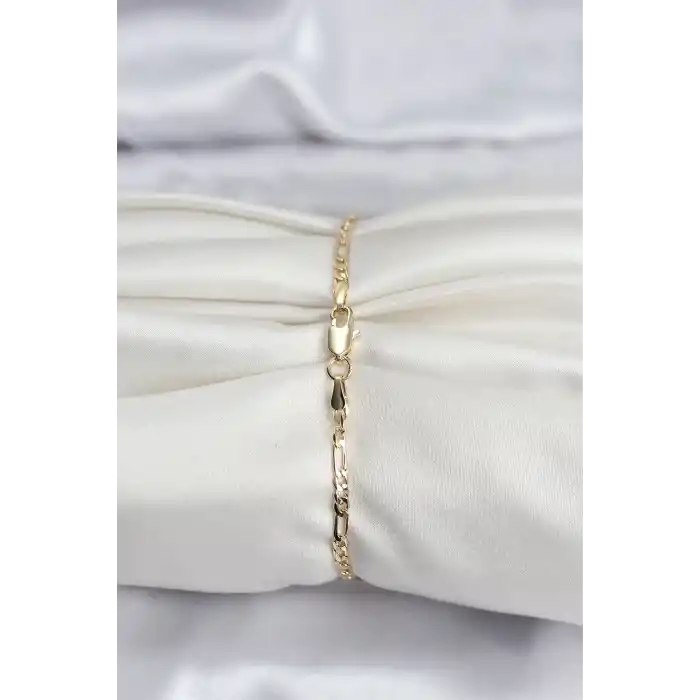 14K Gold Renk Kaplama Minimal Zincir Model CM Kadın Bileklik