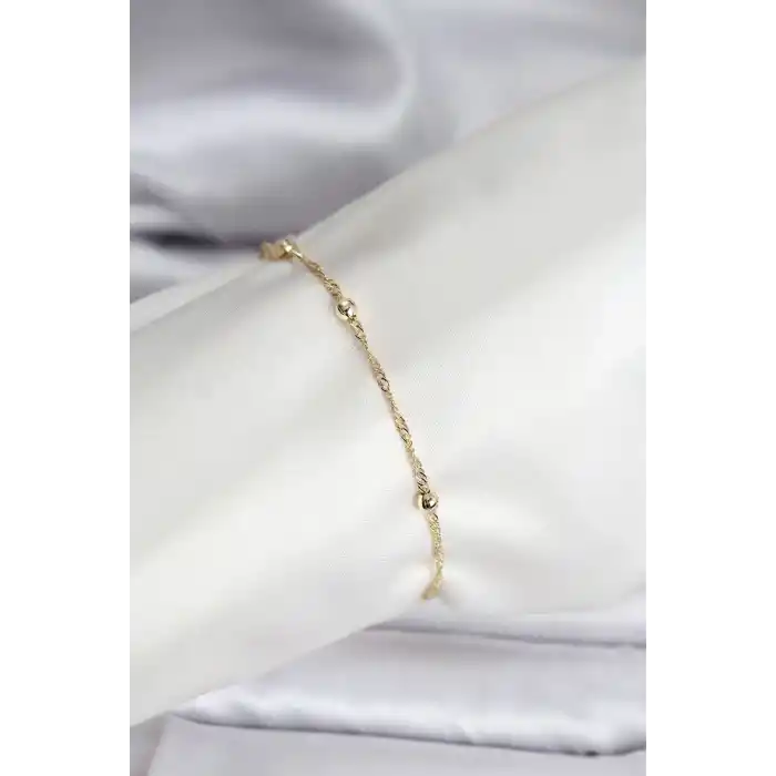 14K Gold Renk Kaplama Topçuklu Model CM Kadın Bileklik