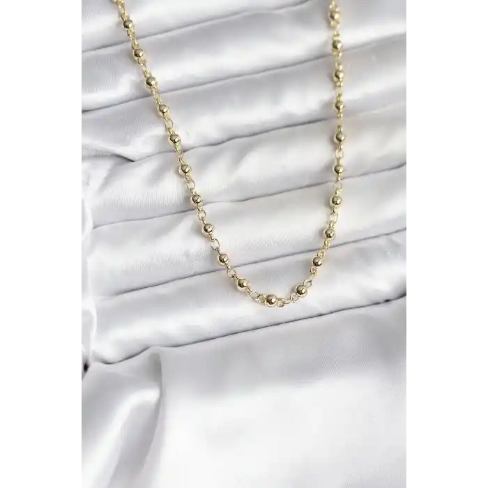 14K Gold Renk Kaplama Topçuklu Zincir Model CM Kadın Kolye