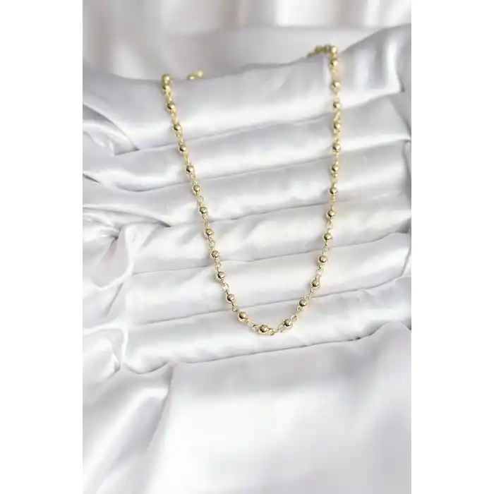 14K Gold Renk Kaplama Topçuklu Zincir Model CM Kadın Kolye