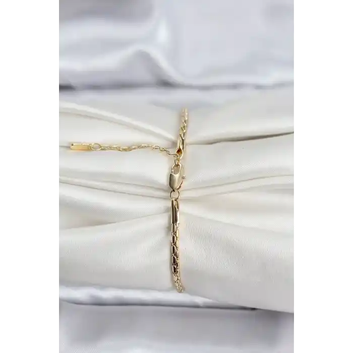 14K Gold Renk Kaplama Zincirli Model CM Kadın Bileklik