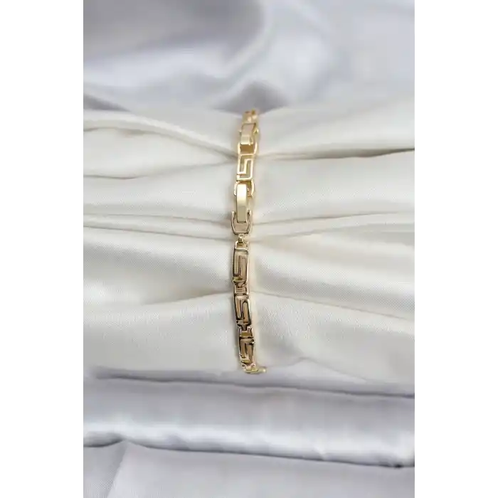 14K Gold Renk Kaplama Zirkon Taşlı Baget Model CM Kadın Bileklik