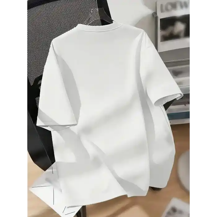 20/1 Penye Compack Baskılı Oversize Bisiklet Yaka Kısa Kol Yazlık T-shirt - Beyaz