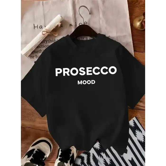 20/1 Penye Compack Baskılı Oversize Bisiklet Yaka Kısa Kol Yazlık T-shirt - Siyah