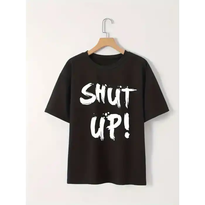 20/1 Penye Compack Baskılı Oversize Bisiklet Yaka m Kısa Kol Yazlık T-shirt - Siyah