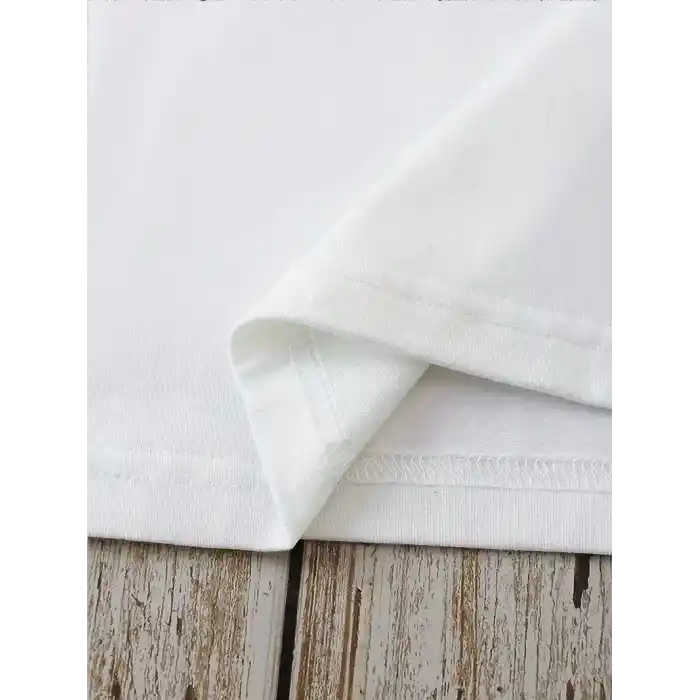 20/1 Penye Compack Dark Angel Baskılı Oversize Kısa Kol Yazlık T-shirt- Beyaz