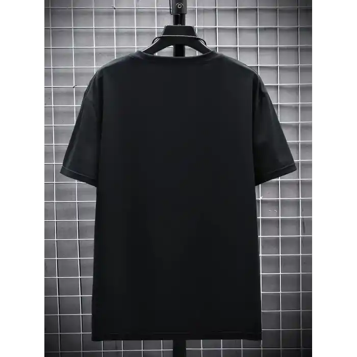 20/1 Penye Compack FUTRE Baskılı Oversize Kısa Kol Bisiklet Yaka T-shirt - Siyah