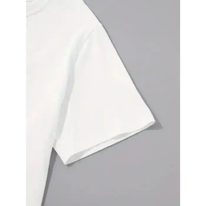 20/1 Penye Compack Palmiye Baskılı Oversize Bisiklet Yaka Kısa Kol T-shirt - Beyaz