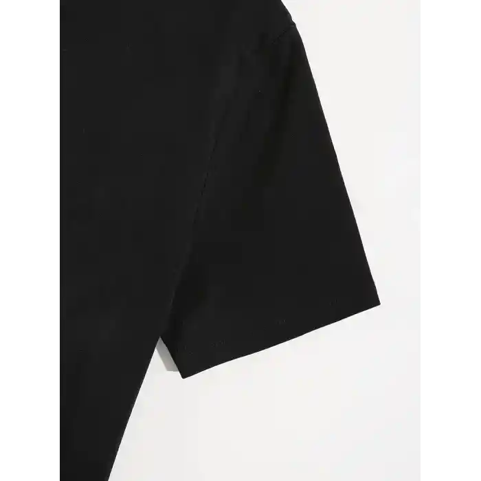 20/1 Penye Compack Shut up Baskılı Oversize Bisiklet Yaka Kısa Kol T-shirt - Siyah