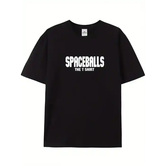 20/1 Penye Compack SPACEBALLS Erkek Baskılı Oversize Bisiklet Yaka Kısa Kol Yazlık T-shirt - Siyah