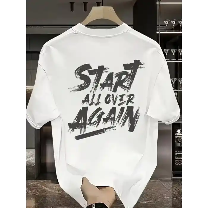 20/1 Penye Compack Start All Over Baskılı Oversize Bisiklet Yaka Kısa Kol Yazlık T-shirt - Beyaz