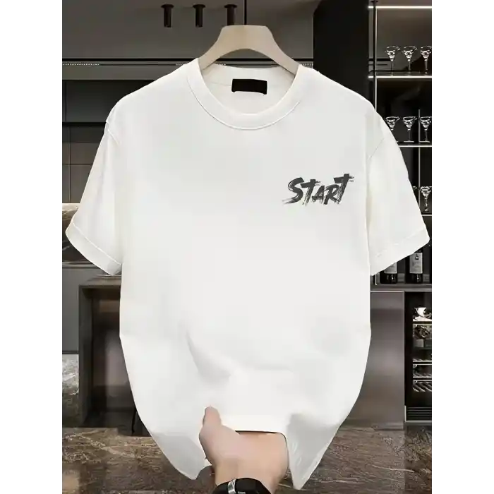 20/1 Penye Compack Start All Over Baskılı Oversize Bisiklet Yaka Kısa Kol Yazlık T-shirt - Beyaz