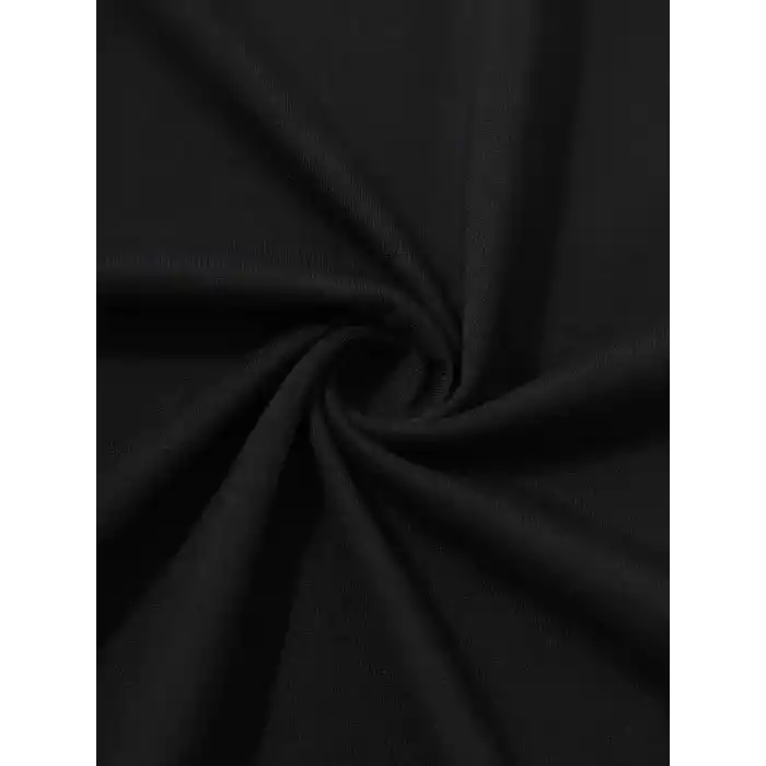 20/1 Penye Compack Uçak Baskılı Oversize Bisiklet Yaka Kısa Kol T-shirt - Siyah