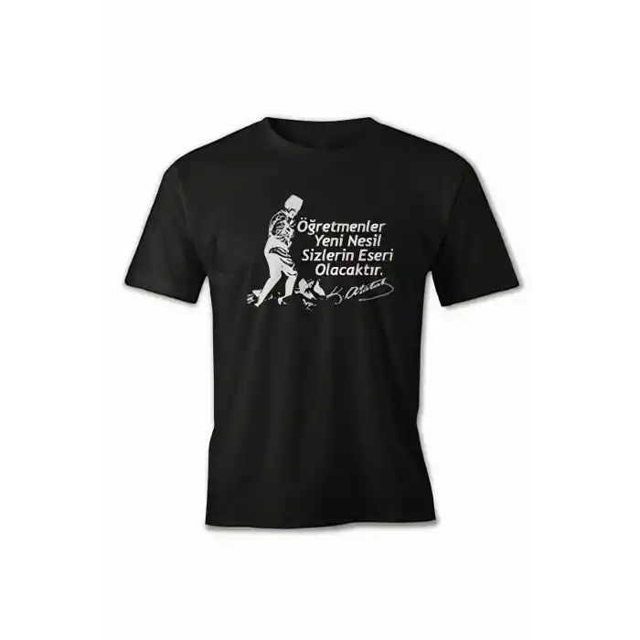 24 Kasım Öğretmenler Baskılı T-shirt - Siyah