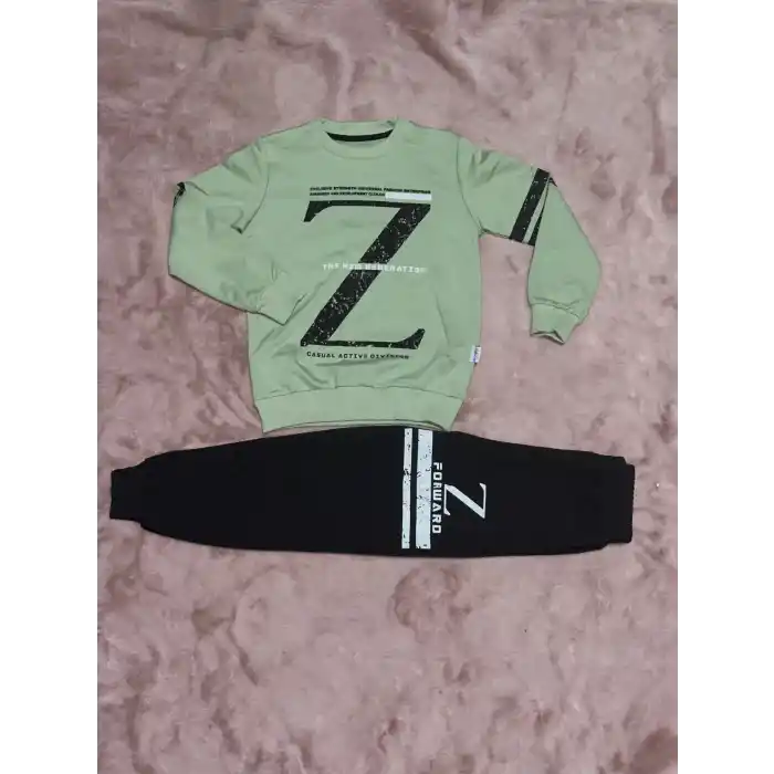 3-9 yaş z baskılı alt üst takım siyahmint erkek çocuk