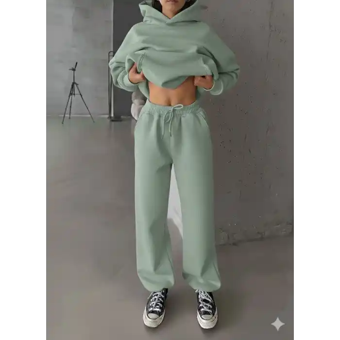 3 iplik şardonlu Lastik paça eşofman mint p510439