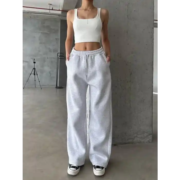 3 iplik şardonlu oversize eşofman gri