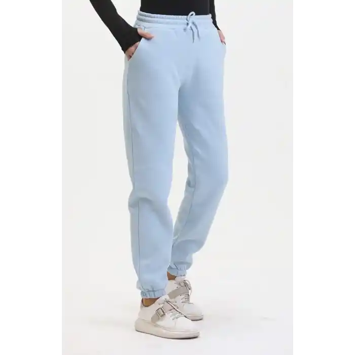 3 iplik şardonlu paça lastikli eşofman bebe mavi is001