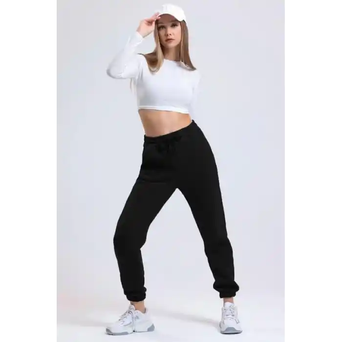 3 iplik şardonlu paça lastikli eşofman siyah is001