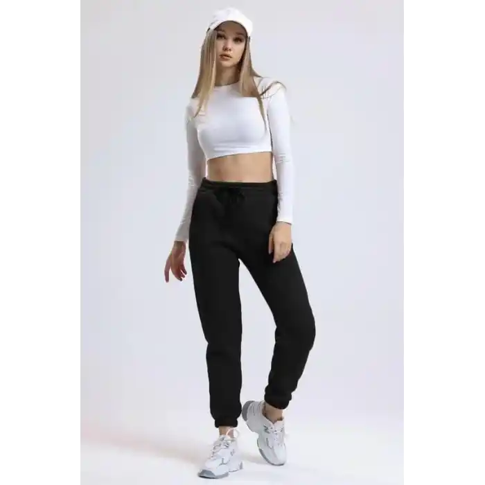 3 iplik şardonlu paça lastikli eşofman siyah is001