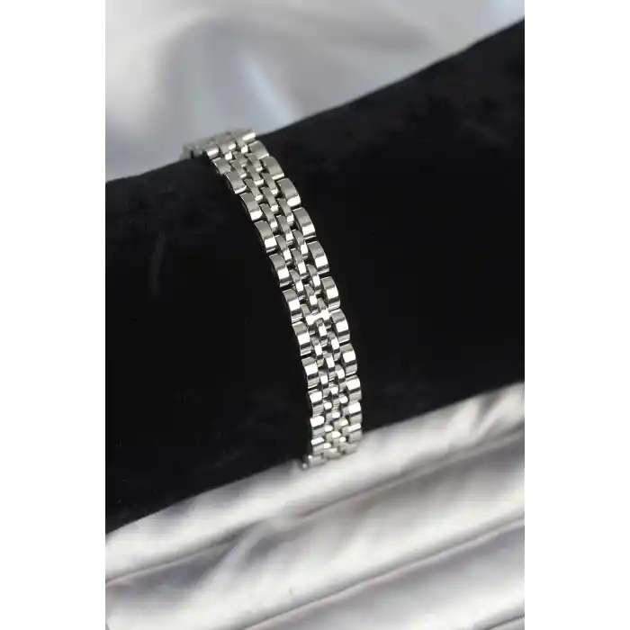 316L Çelik 9 mm Kalınlıkta Gümüş Renkli Erkek Bileklik