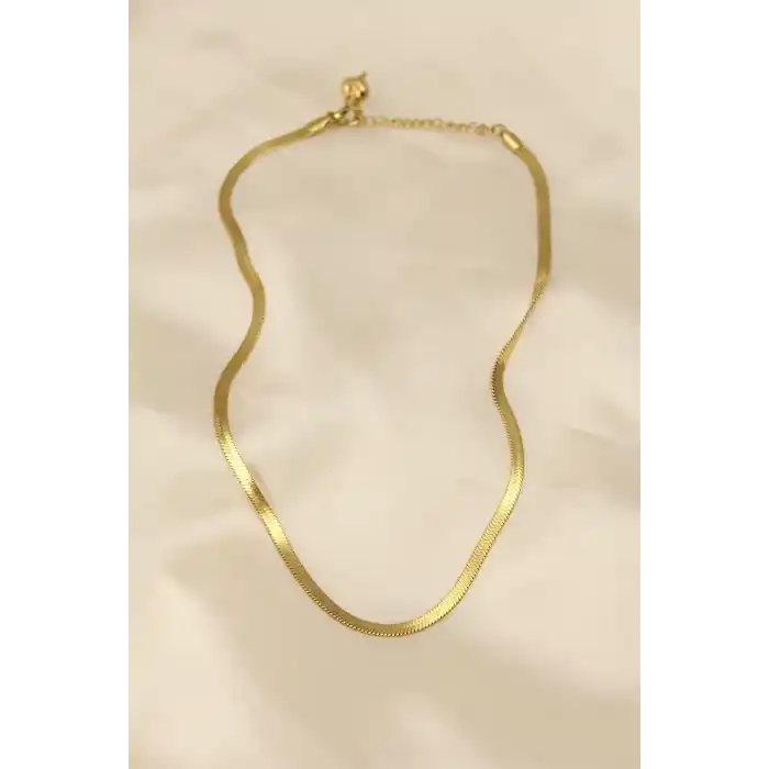 316L Çelik Altın Renk 45 cm İtalyan Zincir Model Kadın Kolye