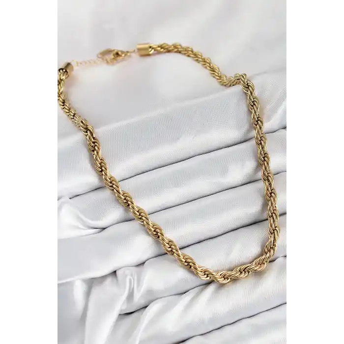 316L Çelik Burgu Model Gold Renk Kadın Kolye