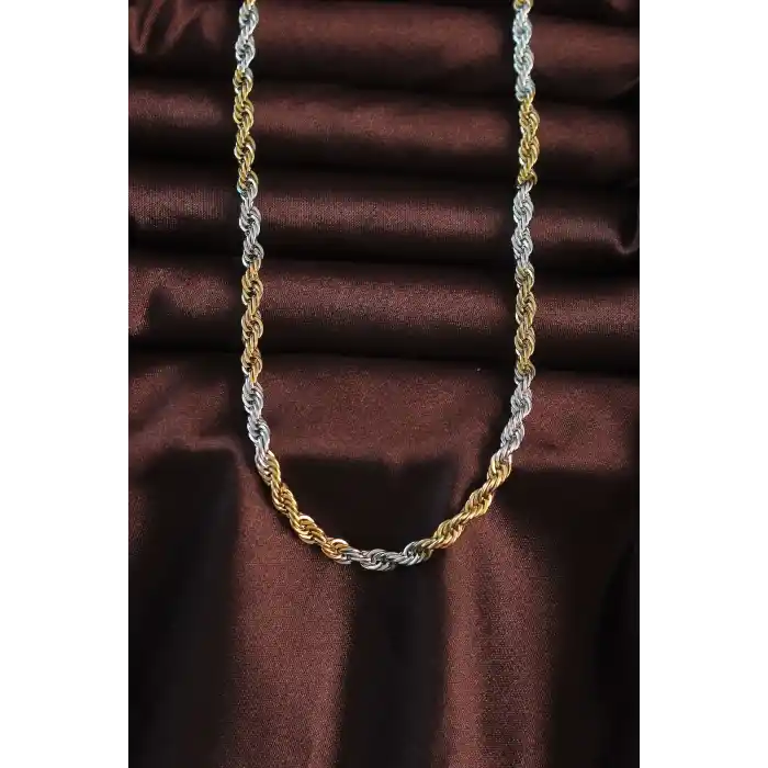 316L Çelik Çift Renk Burgu Tasarımlı Kolye