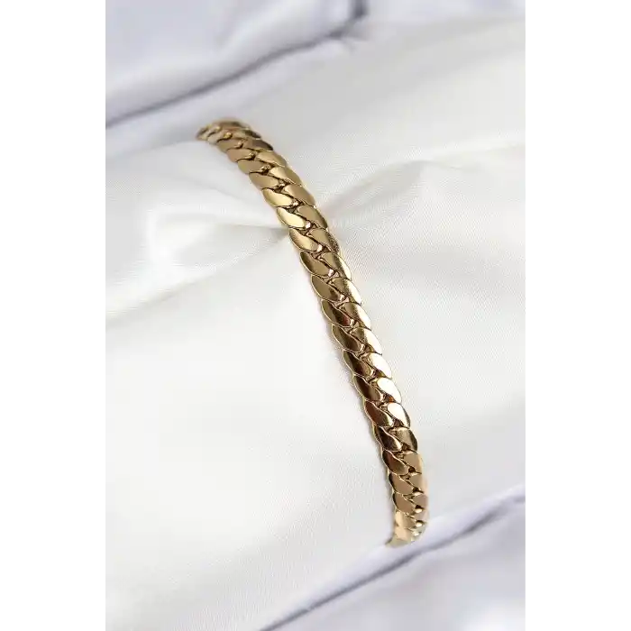 316L Çelik Ezme Zincir Model Gold Renk Kadın Bileklik