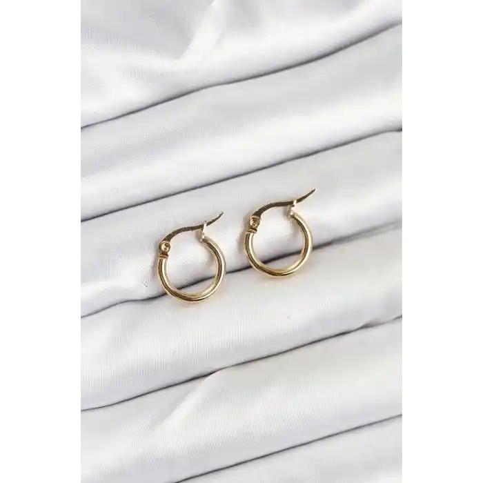 316L Çelik Gold Renk 12 mm Halka Kadın Küpe
