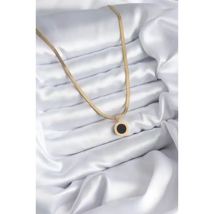 316L Çelik Gold Renk İtalyan Zincir Model İşleme Detay Kadın Kolye